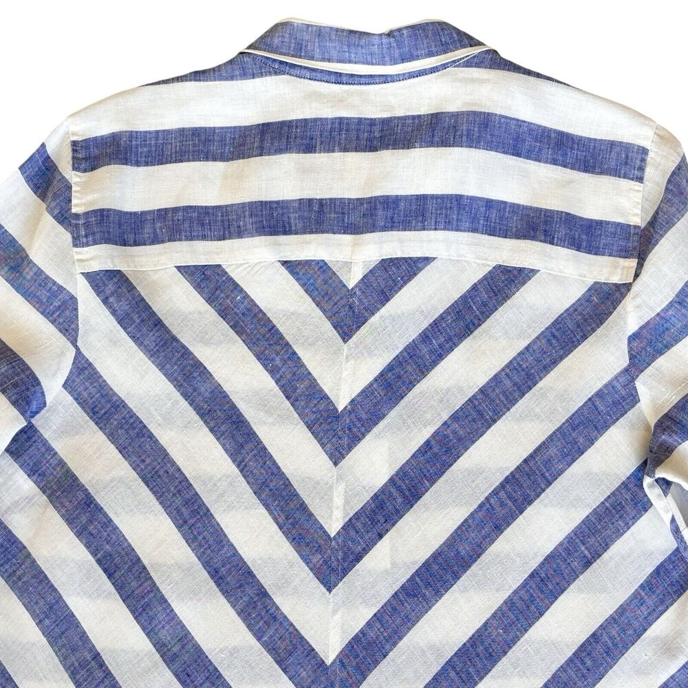 Chicos No Iron Linen Button Down Shirt Blouse. Sz‎ 2 / L Striped 3/4 Sleeve - Picture 6 of 11